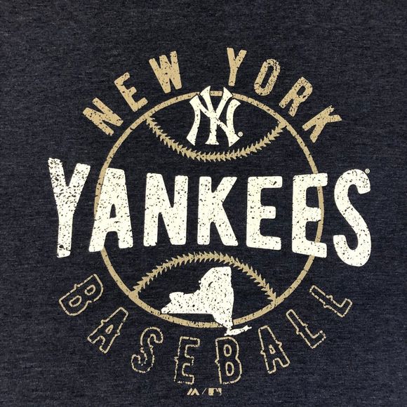 New York Yankees Shirt Mens 2XLarge Navy Blue Majestic MLB Baseball Graphic Tee - Picture 2 of 7